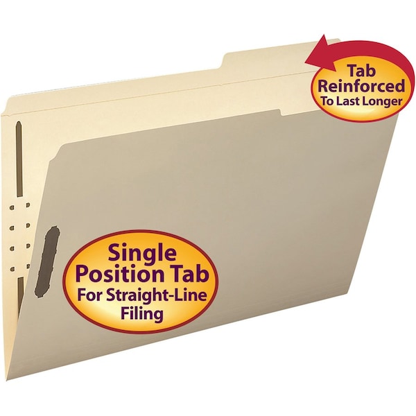 Fastener Folder,2-Ply Tab,1st And 3rd Pos,Lgl.,50/BX,Manila PK